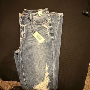 Distressed Blue Jeans